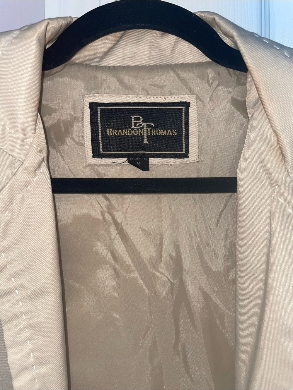 Brandon Thomas Cream Satin Trench Coat - Picture 2 of 3